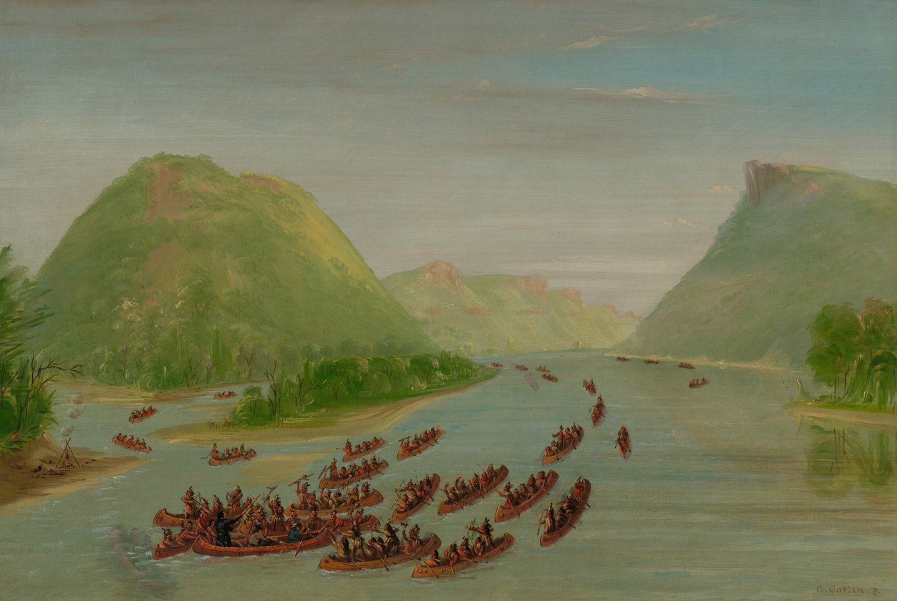 Padre Hennepin e dois companheiros feitos prisioneiros pelos Sioux. abril de 1680, 18471848. de George Catlin