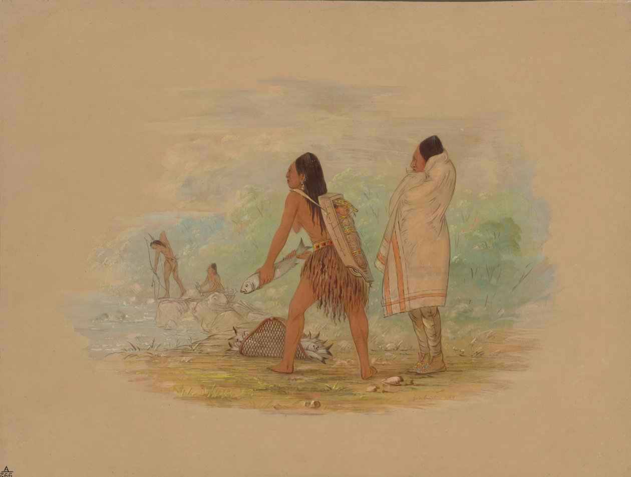 Índios cabeça-chata, 1861. de George Catlin
