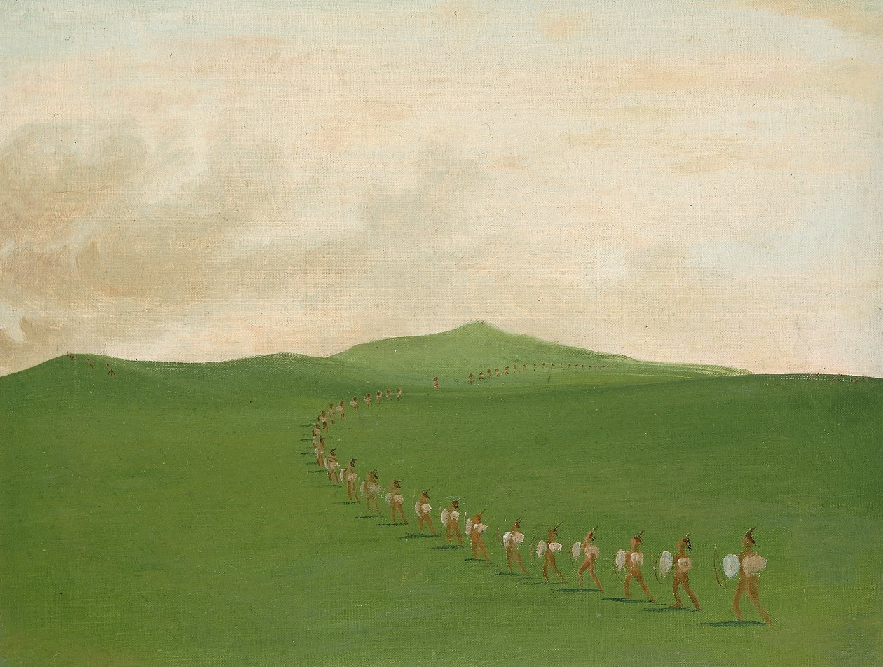 Festa da Guerra a Pé na Marcha, Alto Missouri de George Catlin