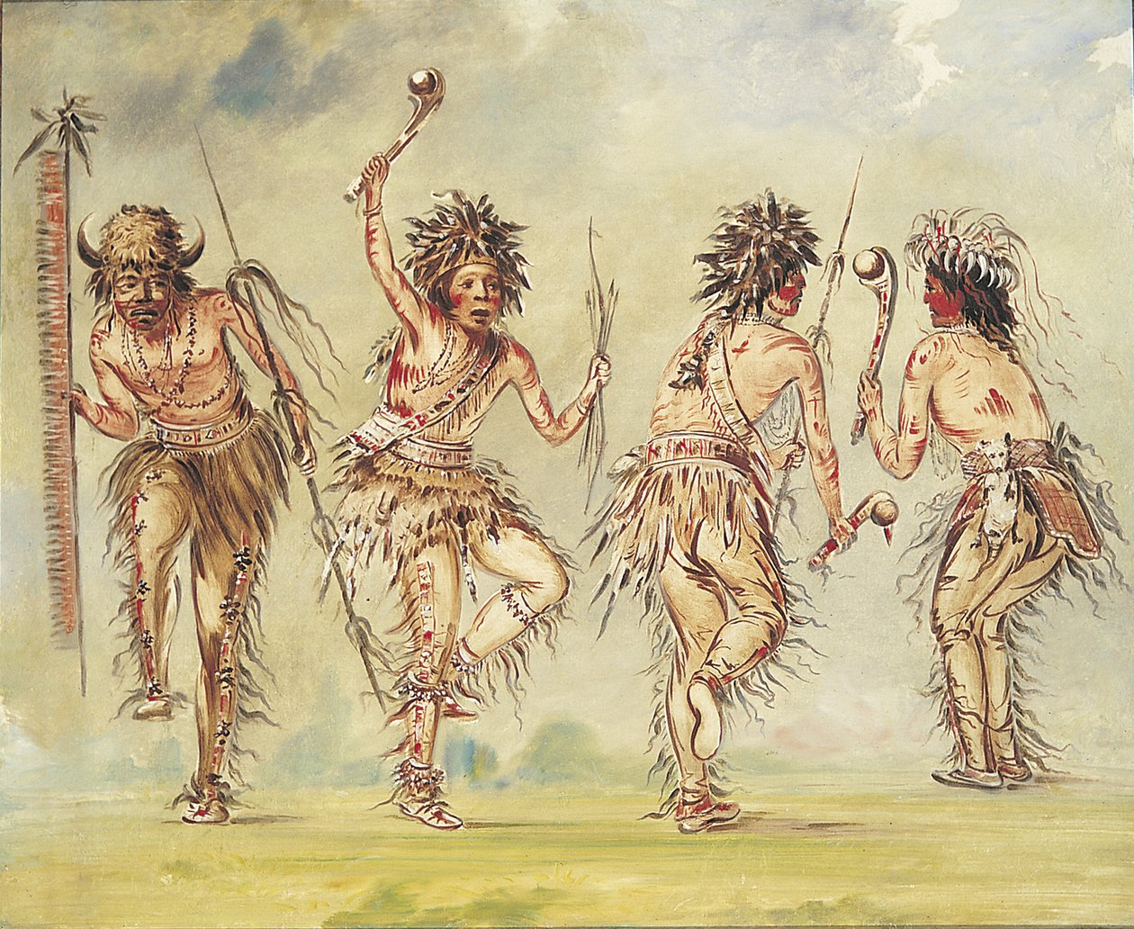 Quatro dançarinos, 1843-1844. de George Catlin