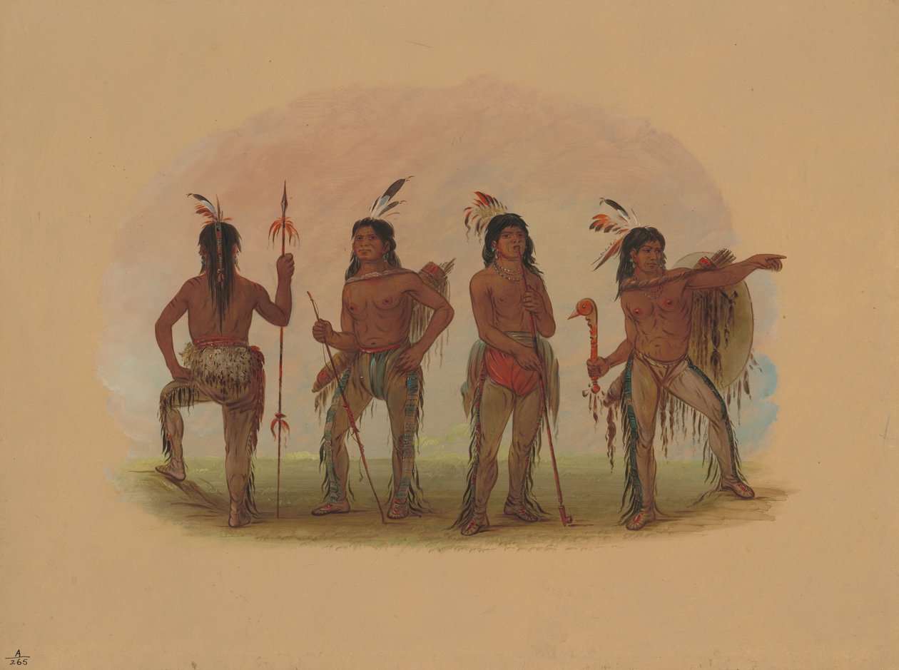 Quatro guerreiros navajos, 18611869. de George Catlin
