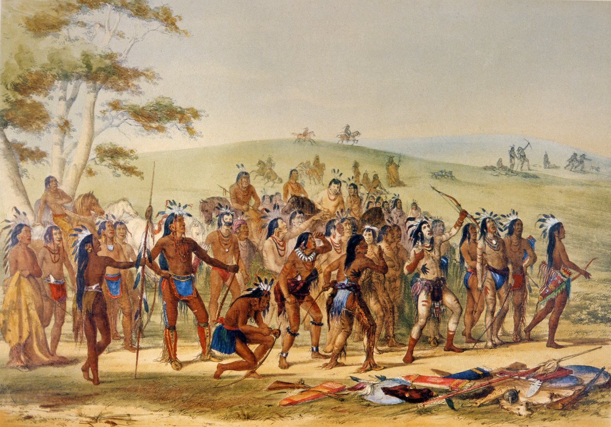 Jogo da Flecha (cor litho) de George Catlin