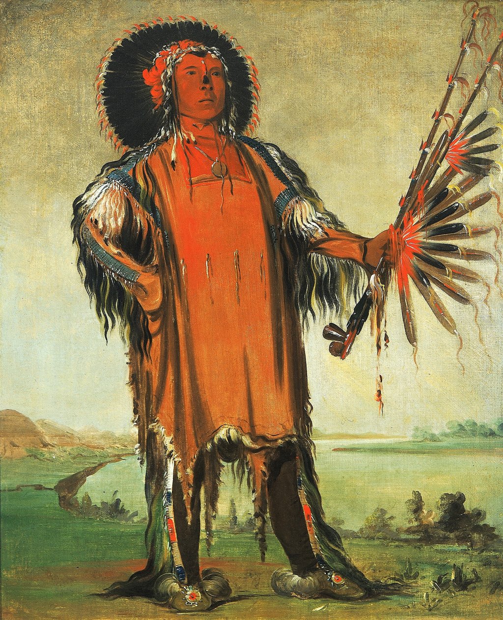 Ha-na-tá-nu-maúk, chefe dos lobos, chefe da tribo de George Catlin