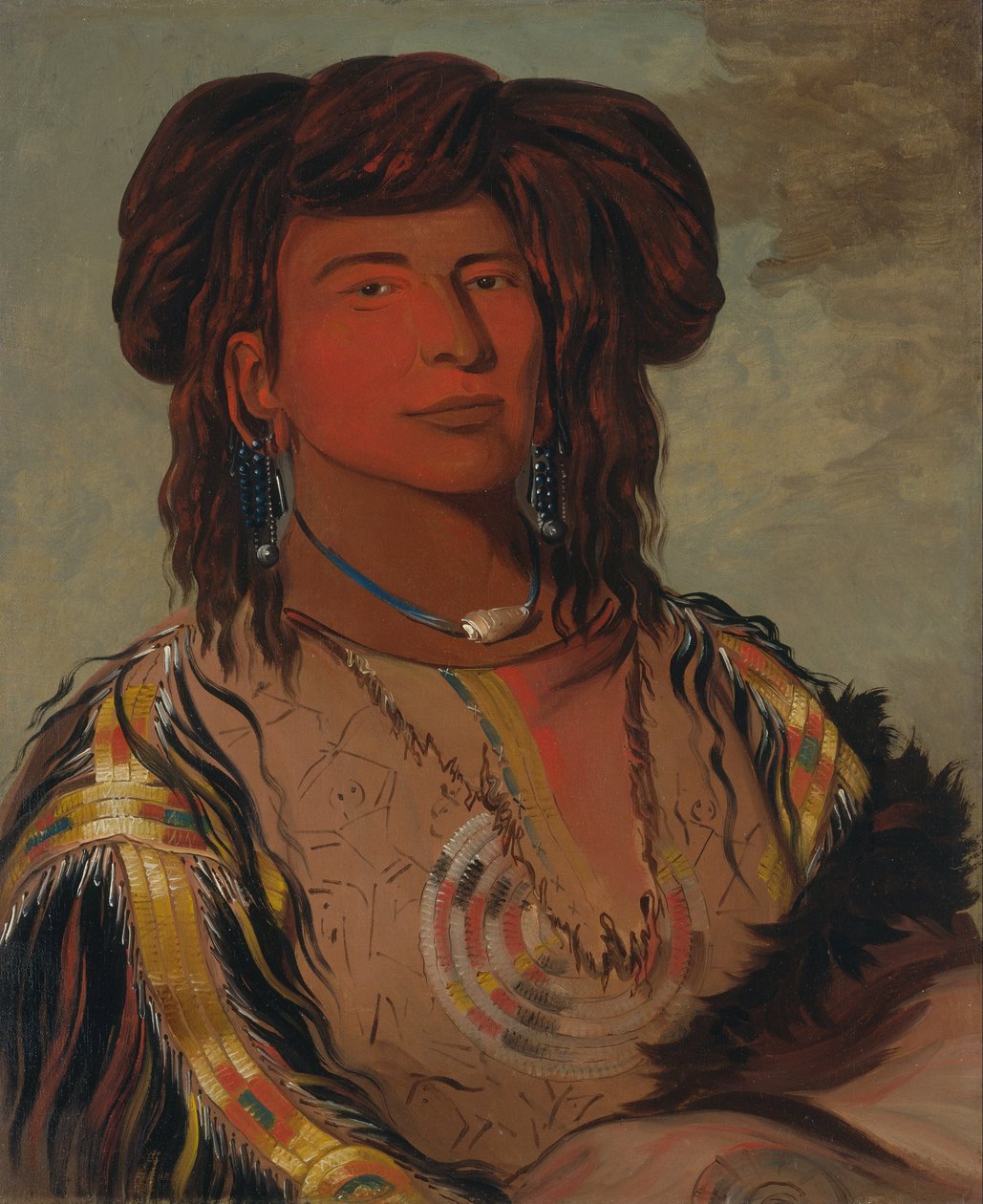 Ha-wón-je-tah, Um Chifre, Chefe da Tribo Miniconjou de George Catlin