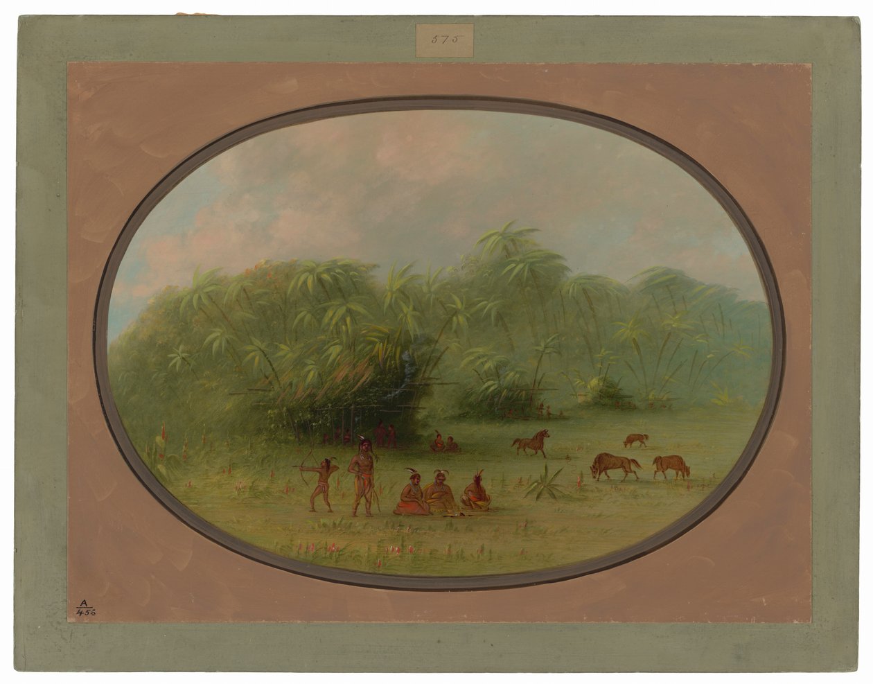 Índios e cavalos na floresta de George Catlin