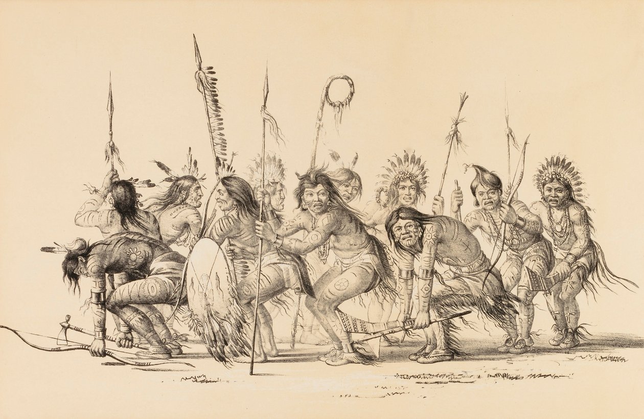 Índios em círculo, dançando--no. 30 de George Catlin