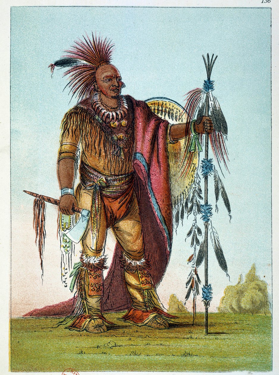 Índios da América: Retrato de um líder da tribo Saxões e Raposas de George Catlin