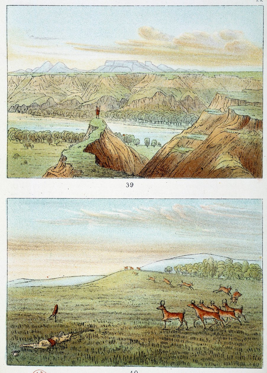 Indians of America: hunt for antelope Engraving by George Catlin (1794-1872) de George Catlin