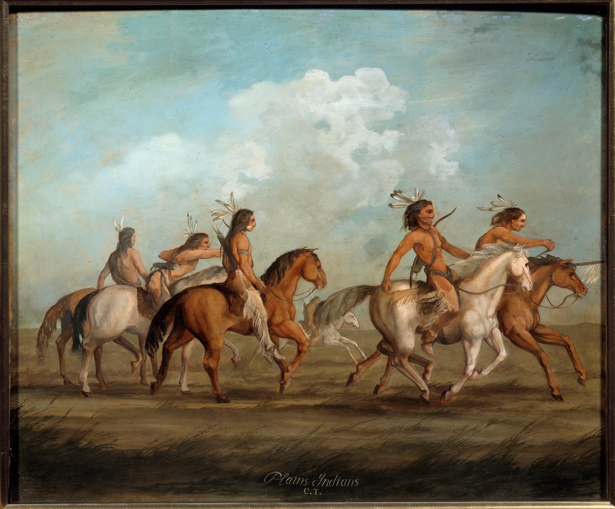 Indians of America on Horseback Painting by George Catlin (1794-1872) (ec.bitter.) La Rochelle 19th century, Musee du Nouveau Monde - Native Americans on horseback. Pintura de George Catlin (1794-1872) (Escola Americana) de George Catlin