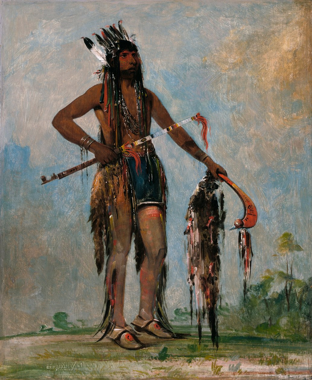 Ka-bés-hunk, Aquele que viaja por todo o lado, um guerreiro de George Catlin