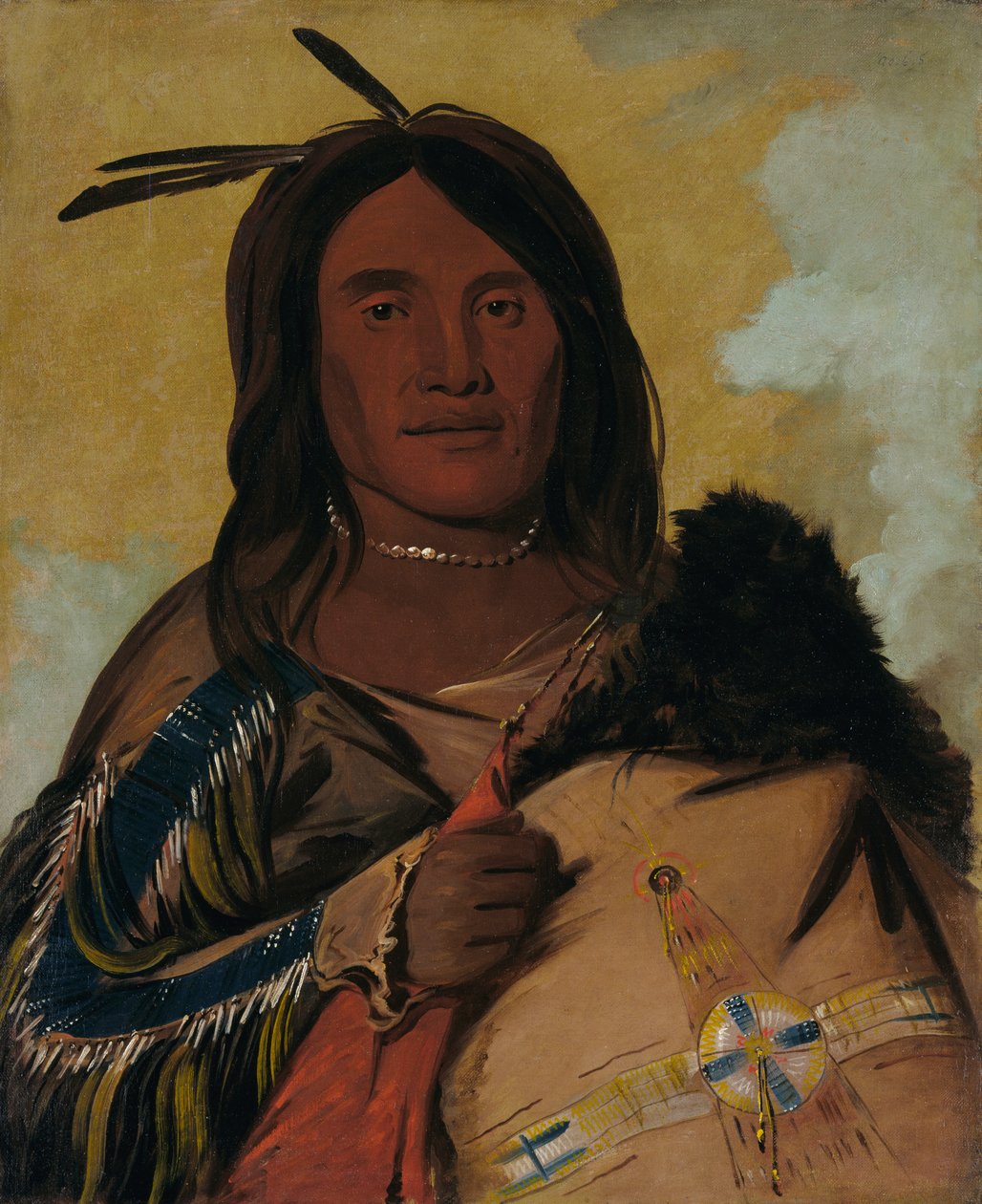 O Shell Man, um Oglala Brave, 1832. de George Catlin
