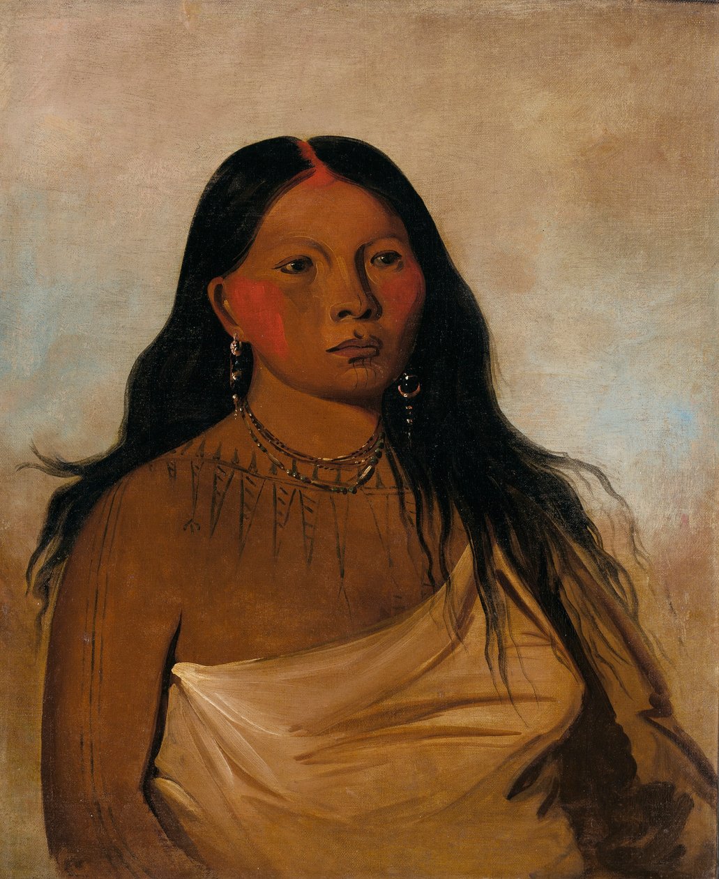 Káh-kée-tsee, Coxas, uma mulher de Wichita de George Catlin