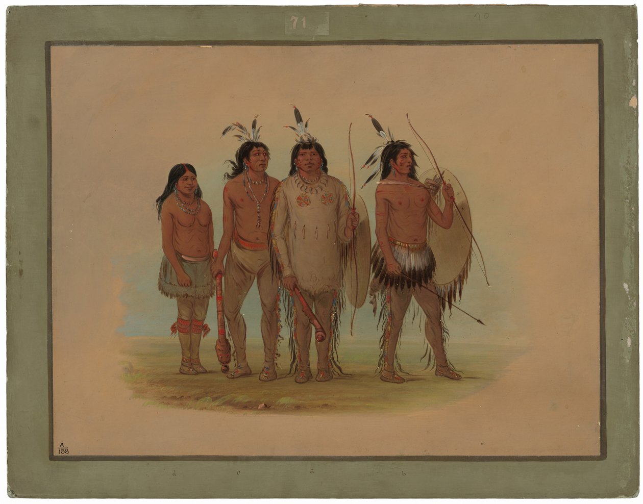 Chefe Kiowa, sua esposa e dois guerreiros de George Catlin