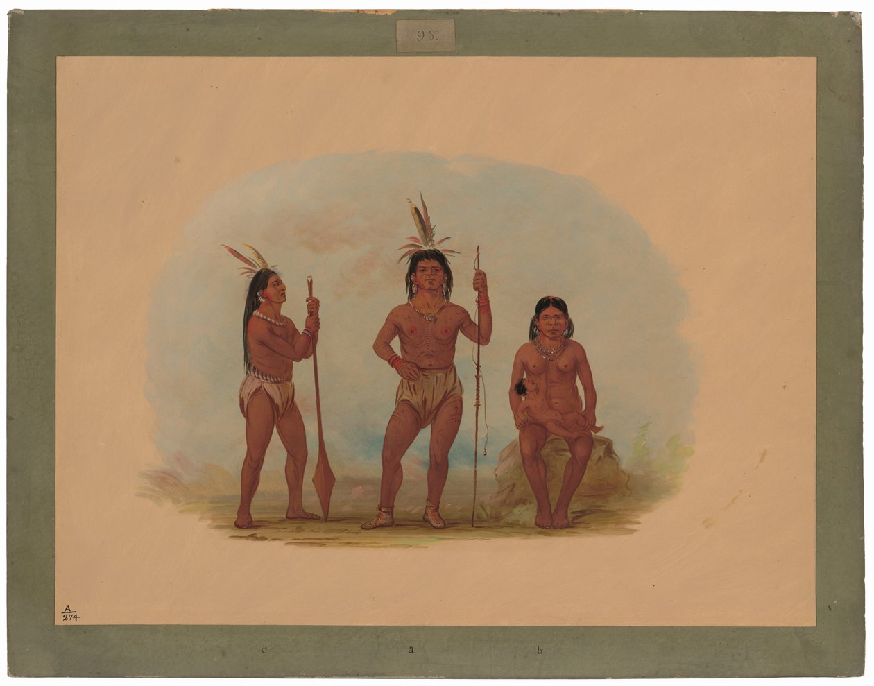 Chefe Klahoquaht, sua esposa e filho de George Catlin