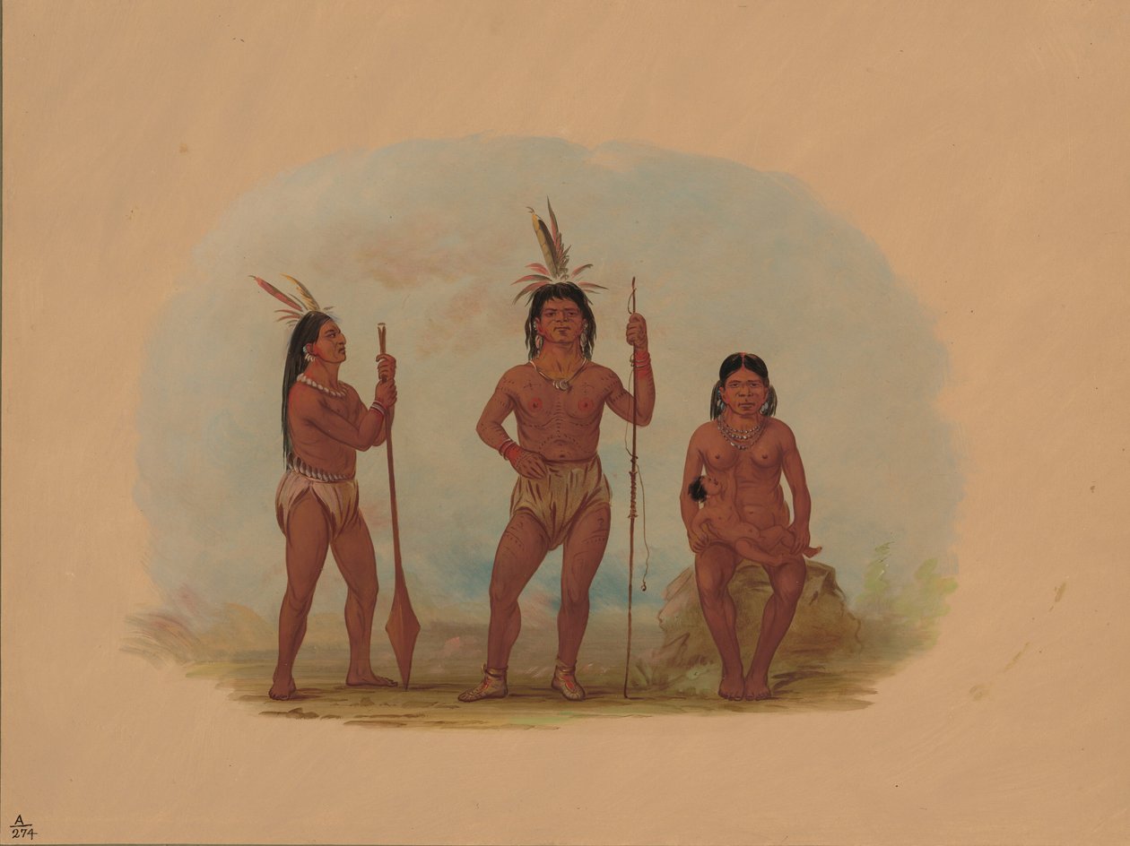 Chefe Klahoquaht, sua esposa e filho, 18551869. de George Catlin