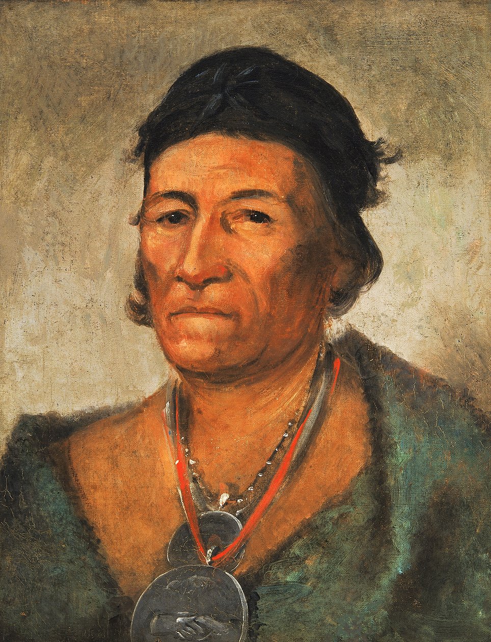 Ko-mán-i-kin, Big Wave, um velho e distinto chefe, 1831. de George Catlin