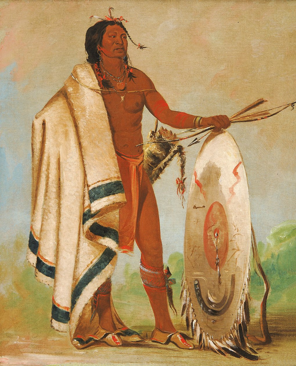 Kotz-a-tó-ah, Escudo defumado, um guerreiro distinto, 1834. de George Catlin