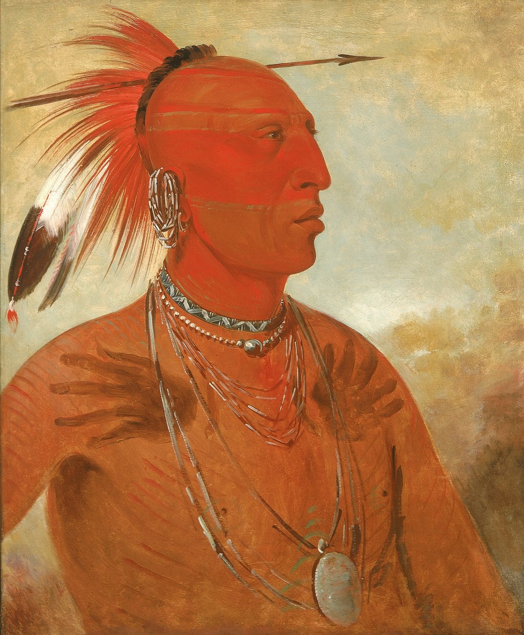 La-wáh-he-coots-la-sháw-no, chefe corajoso, um Pawnee Skidi (lobo) de George Catlin