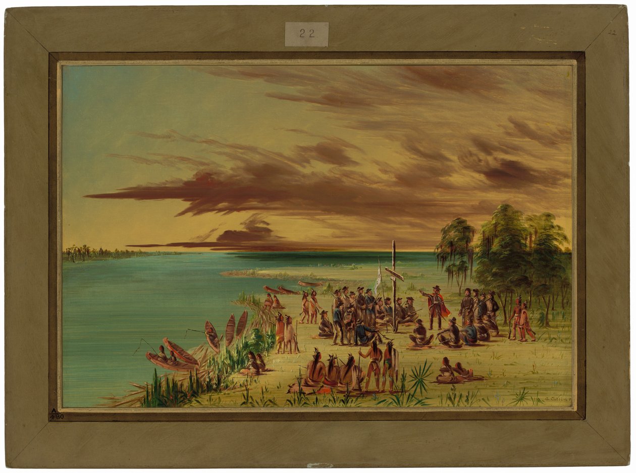 La Salle reivindica a Louisiana para a França. 9 de abril de 1682 de George Catlin