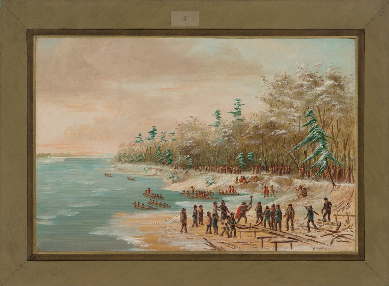 La Salle dirigindo o primeiro raio para o Griffin, 26 de janeiro de 1679, 1847-48 de George Catlin
