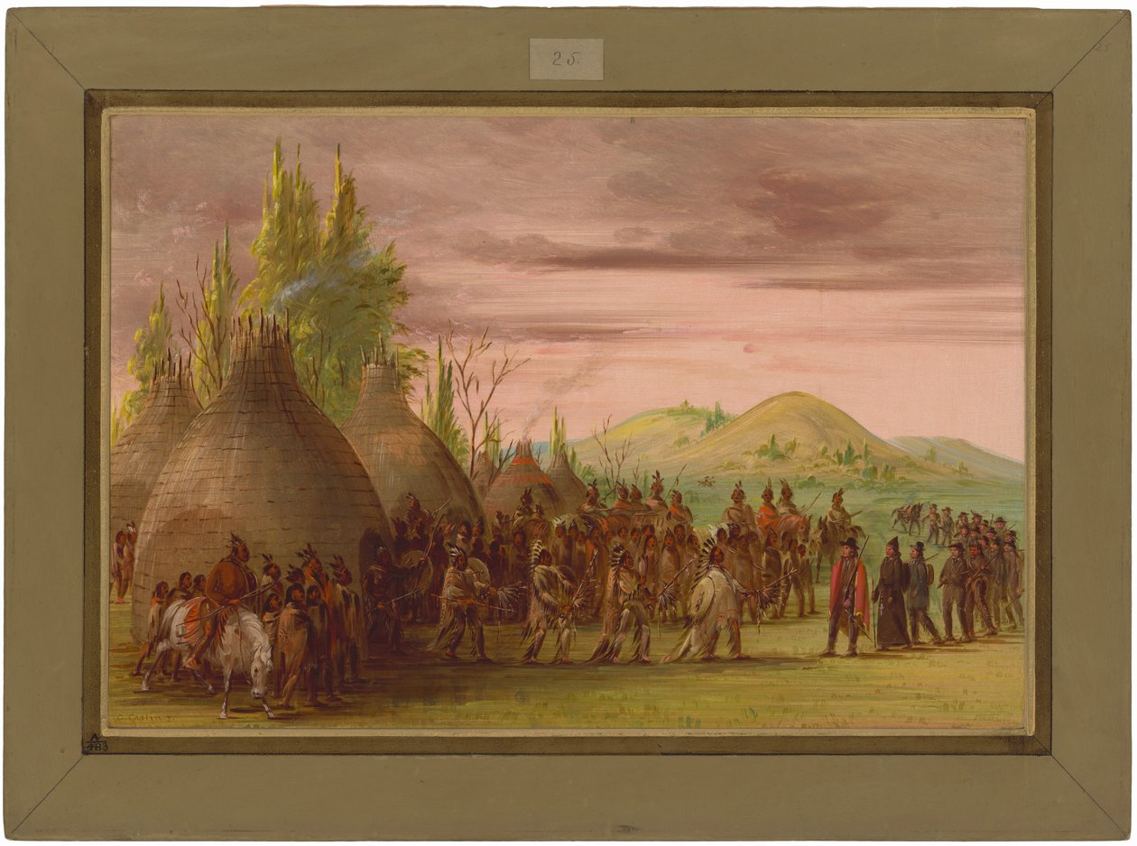 La Salle recebido na aldeia dos índios Cenis. 6 de maio de 1686 de George Catlin
