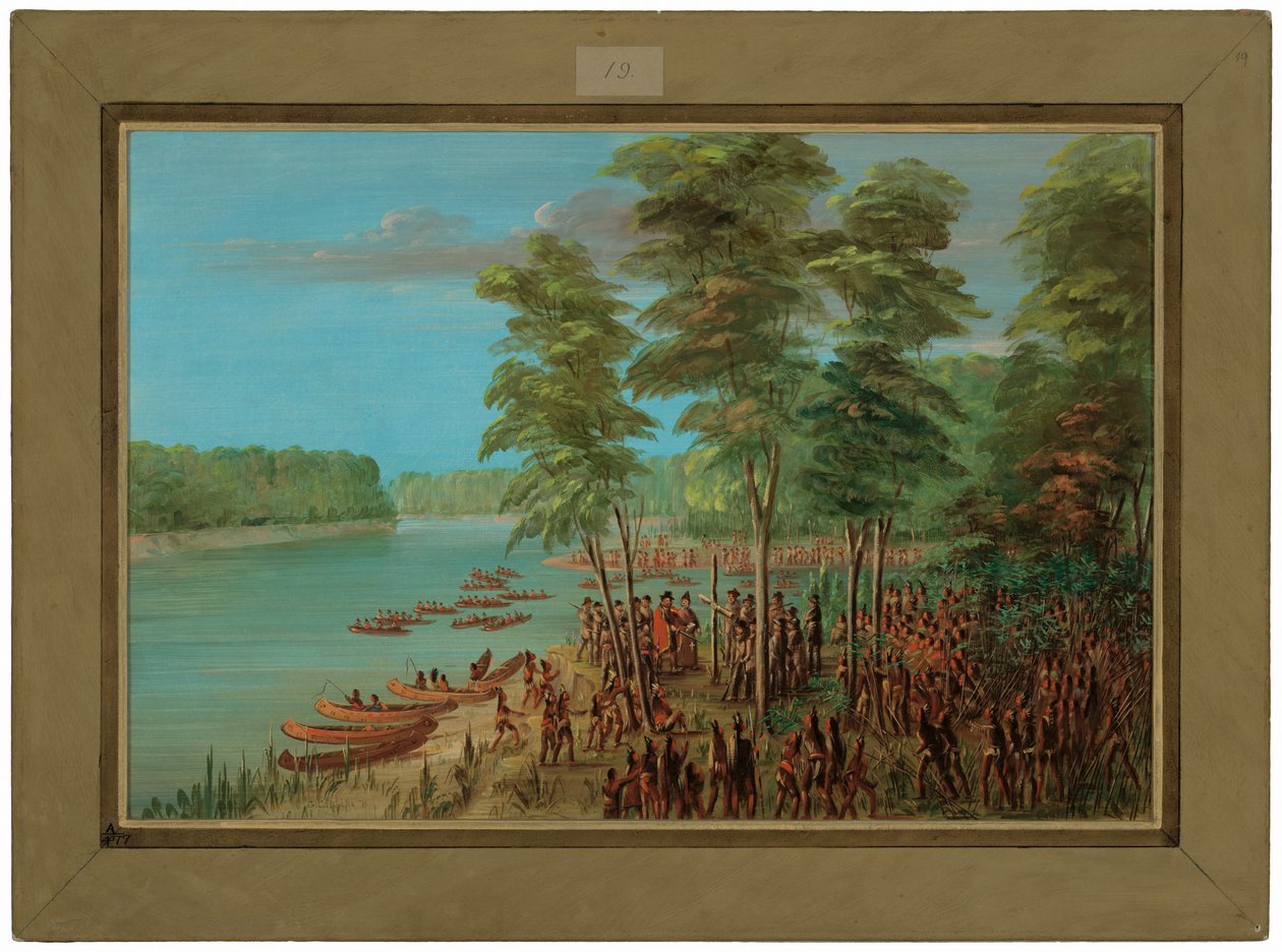 La Salle tomando posse da terra na foz do Arkansas. 10 de março de 1682 de George Catlin