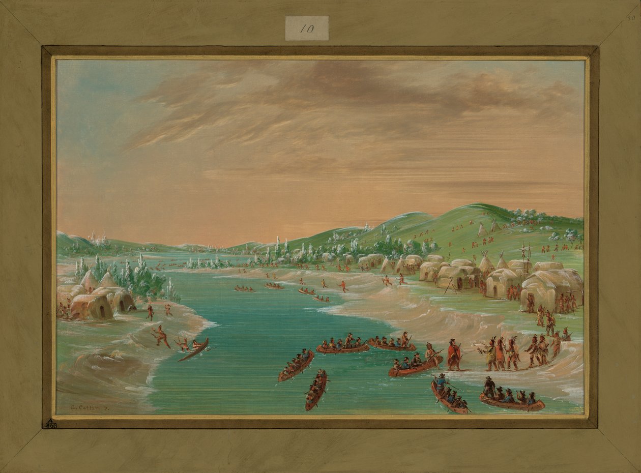 La Salle e o partido chegam à vila de Illinois, 1º de janeiro de 1680, 1847-48 de George Catlin
