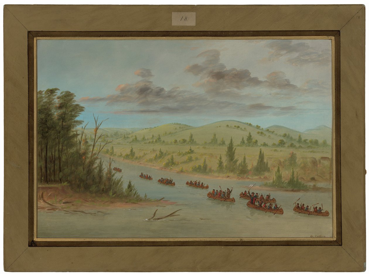 Festa de La Salle Entrando no Mississippi em Canoas. 6 de fevereiro de 1682 de George Catlin