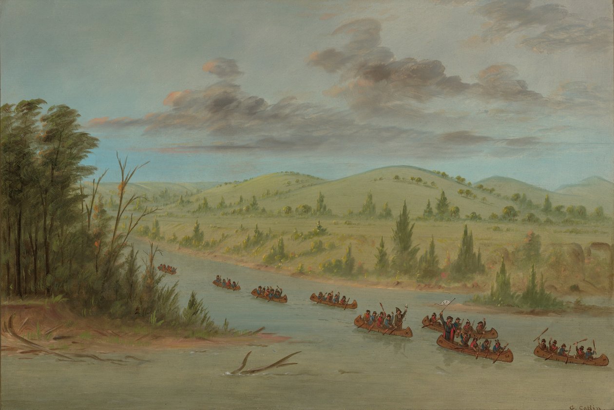 Festa de La Salle Entrando no Mississippi em Canoas. 6 de fevereiro de 1682, 18471848. de George Catlin