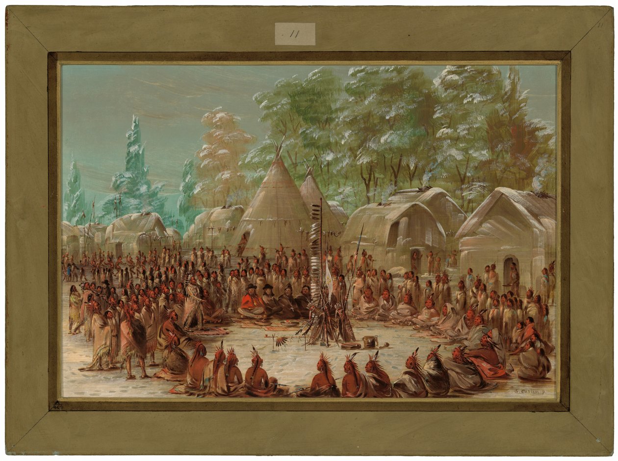 O grupo de La Salle foi banquetear à aldeia dos Illinois. 2 de janeiro de 1680 de George Catlin