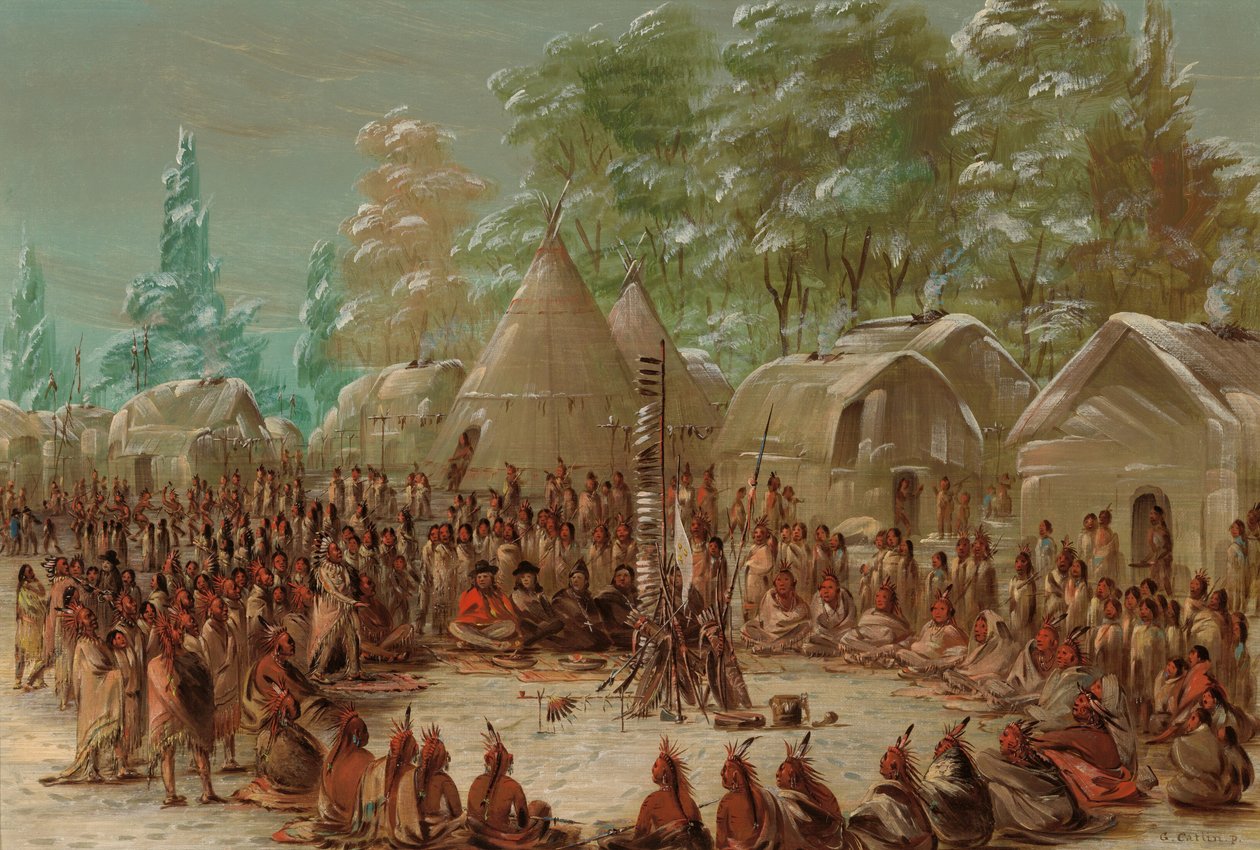 Festa de La Salle na vila de Illinois. 2 de janeiro de 1680, 18471848. de George Catlin