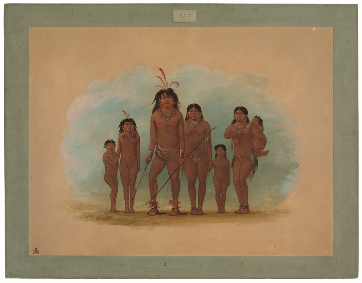 Chefe Lengua, suas duas esposas e quatro filhos de George Catlin