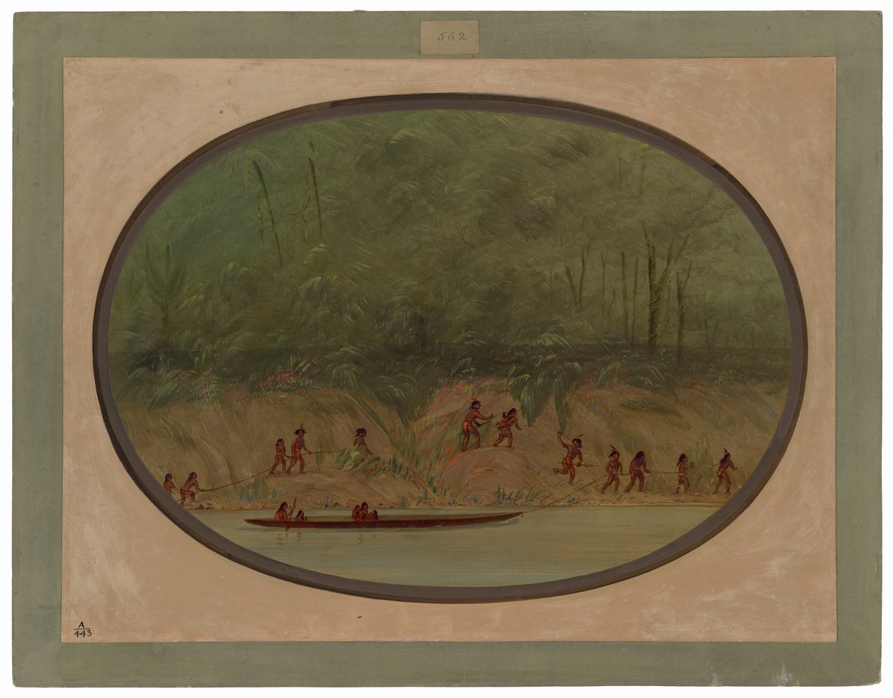 Índios Lengua a subir os rápidos do Río Uruguay de George Catlin