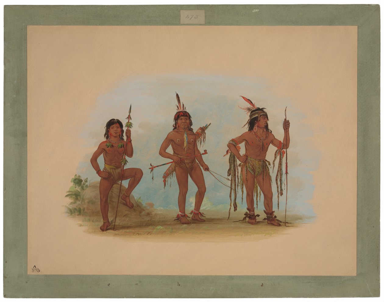 Lengua Medicine Man com dois guerreiros de George Catlin