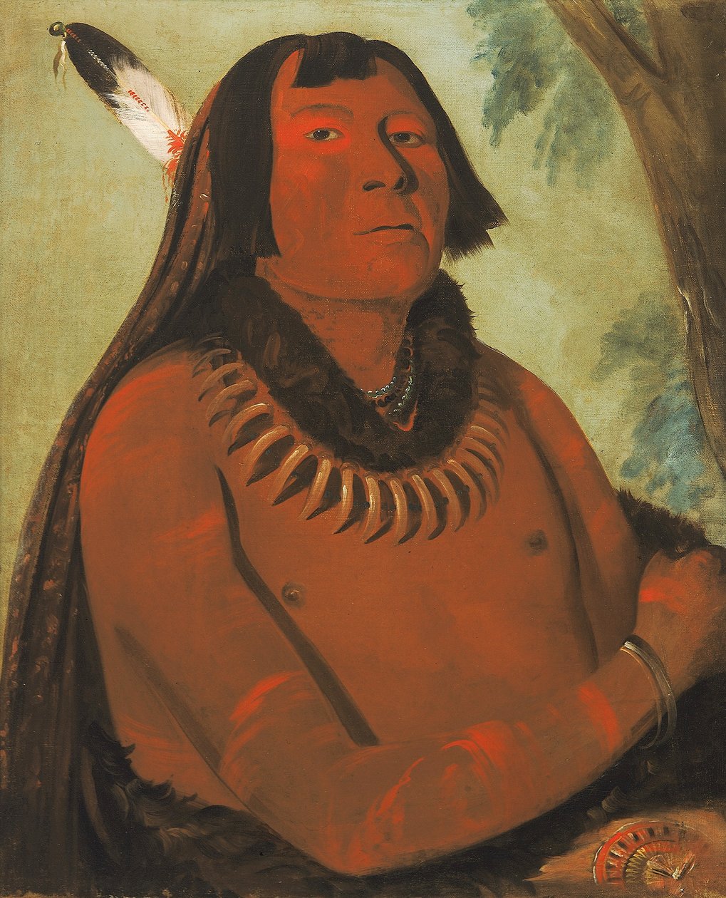 Mah-táhp-ta-a, corre pelo meio, um valente de George Catlin