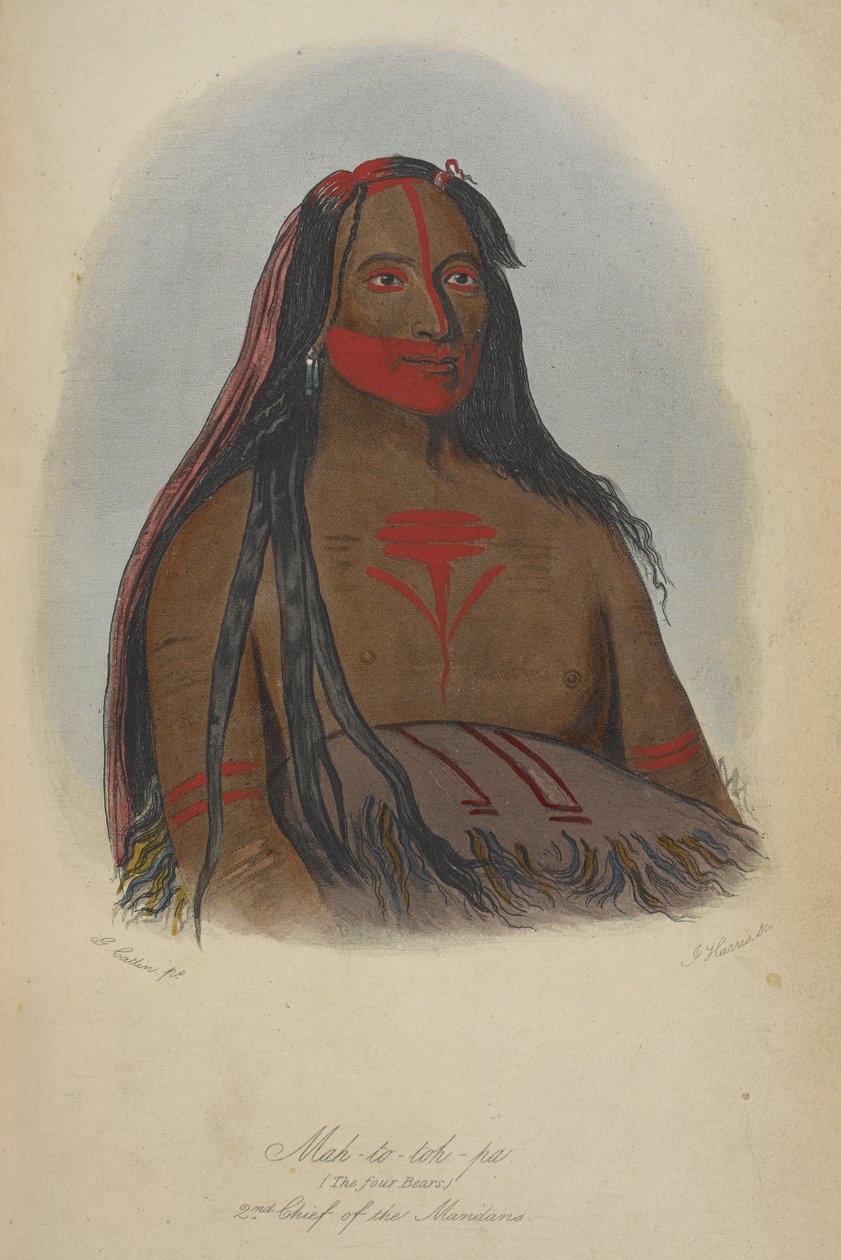 Mah-to-toh-pa (os quatro ursos) 2º chefe dos Mandans. de George Catlin