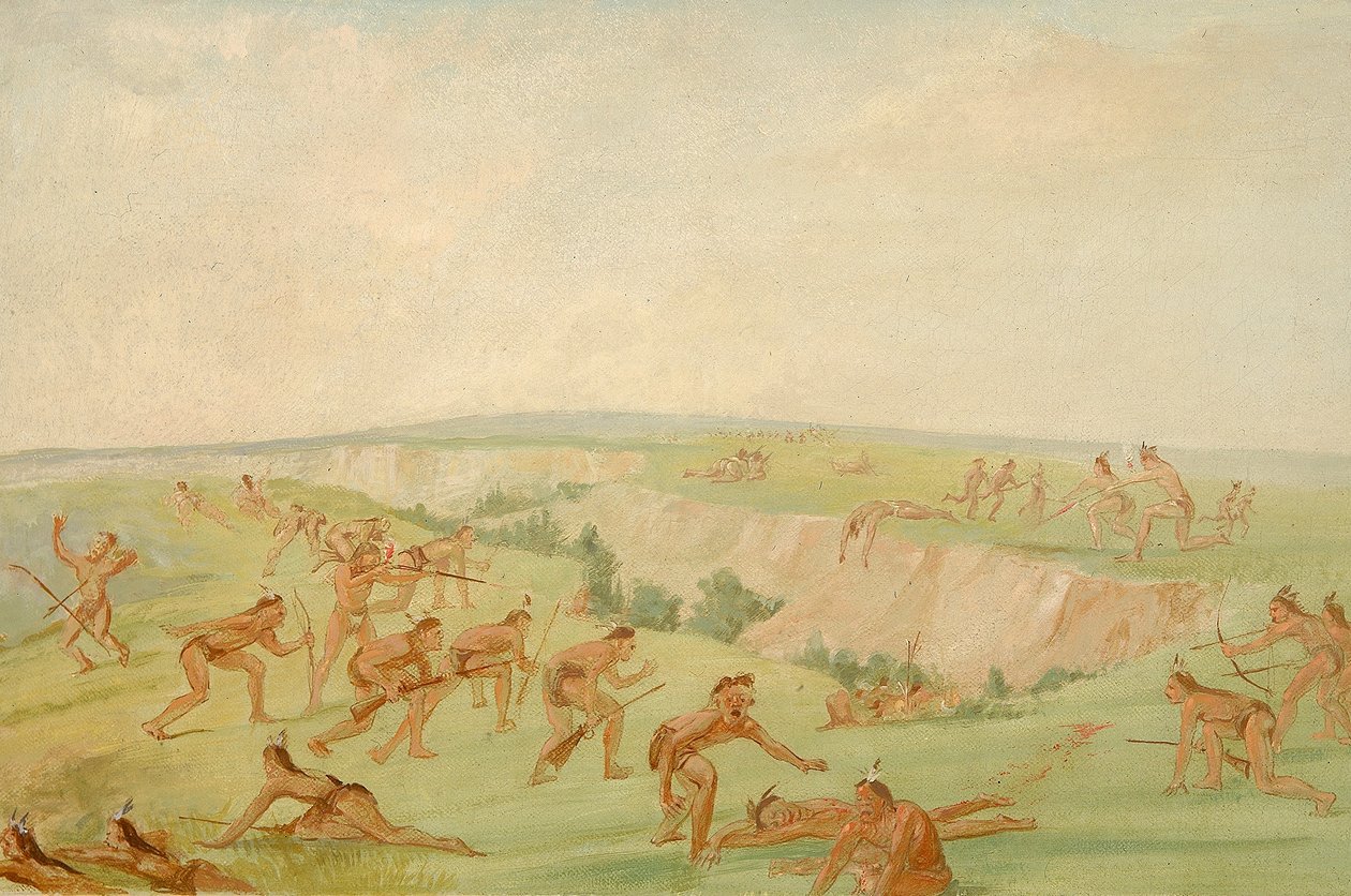 Mandan atacando um grupo de Arikara de George Catlin