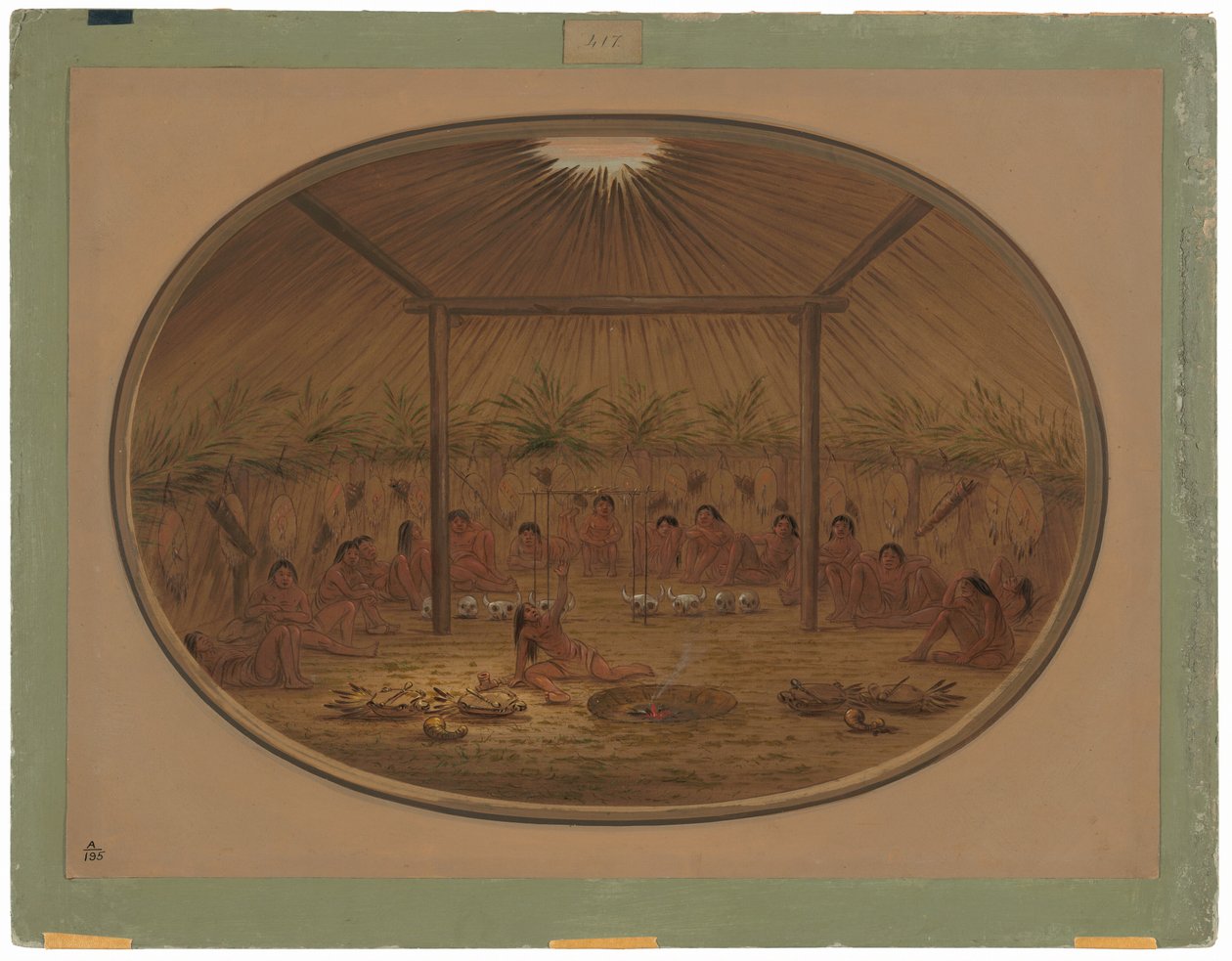 Cerimônia Mandan - A Água Afunda de George Catlin