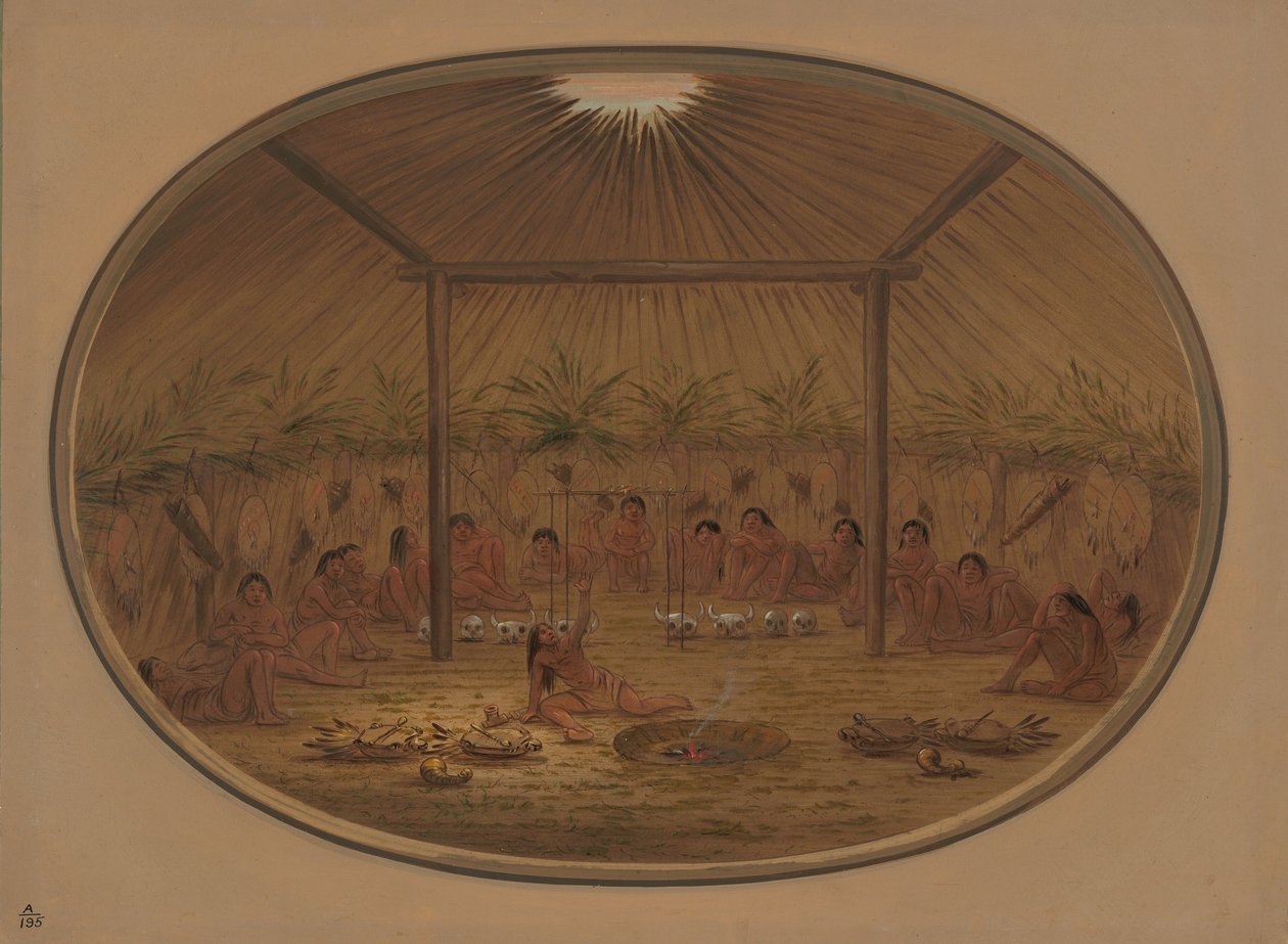 Cerimônia Mandan - A água afunda, 18611869. de George Catlin