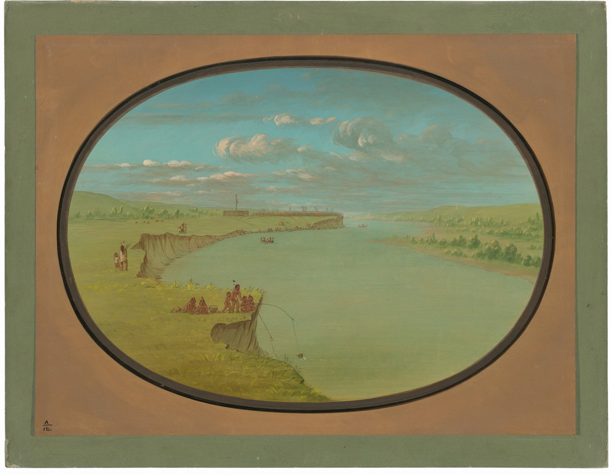Vila Mandan - Vista Distante de George Catlin