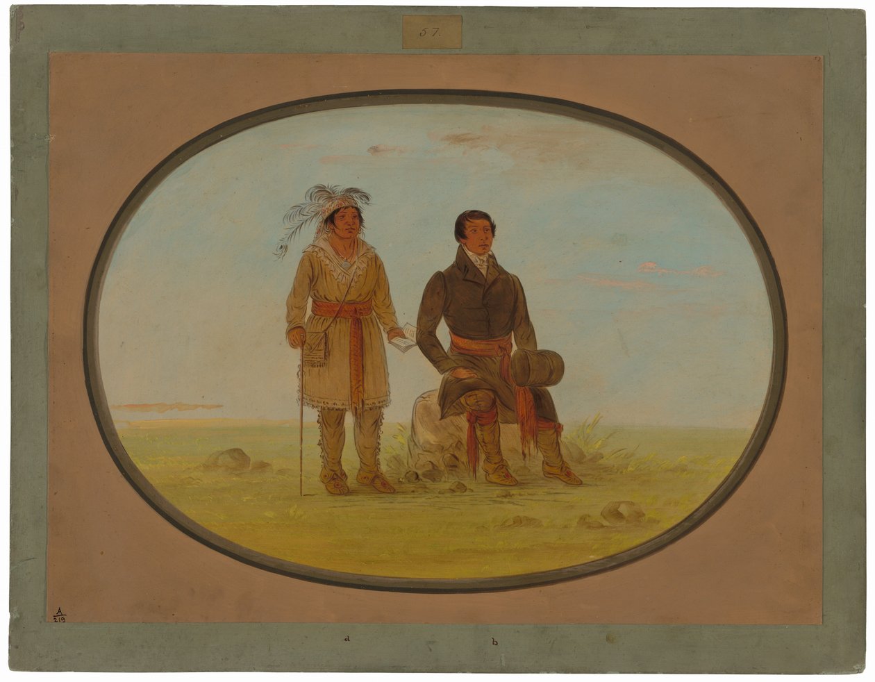 Chefe Mohigan e um missionário de George Catlin