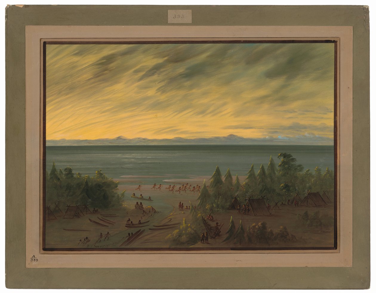 Aldeia de Nayas ao pôr do sol de George Catlin