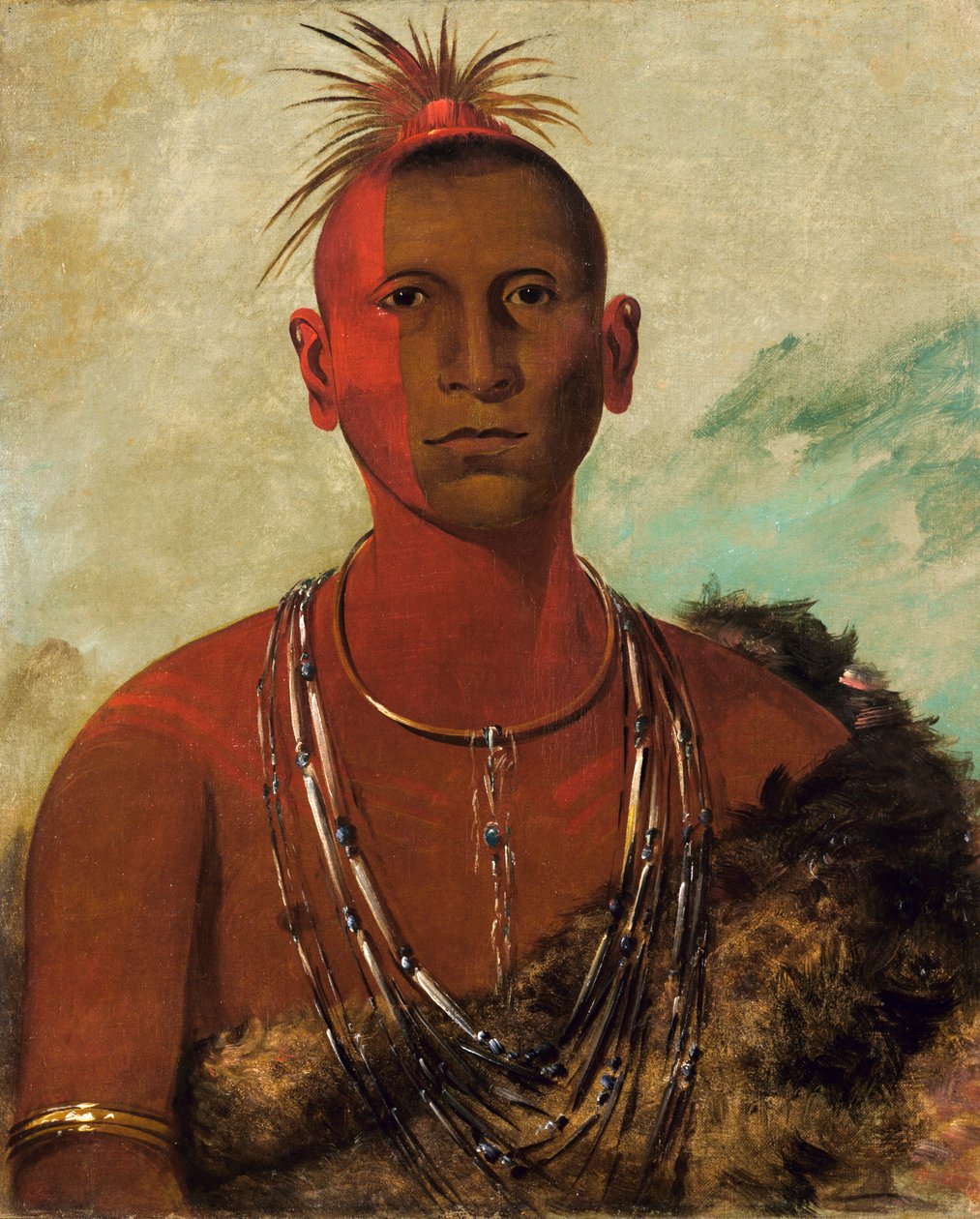Náh-se-ús-kuk, Whirling Thunder, filho mais velho de Black Hawk, 1832. de George Catlin