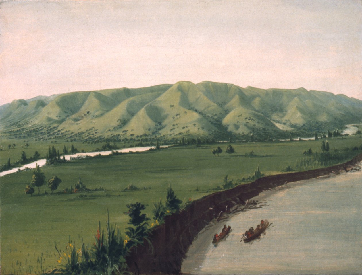 Penhascos de Nishnabottana, 1070 milhas acima de St. Louis de George Catlin