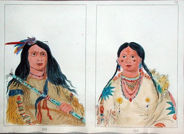 Índios norte-americanos (caneta e tinta e aquarela sobre papel) de George Catlin
