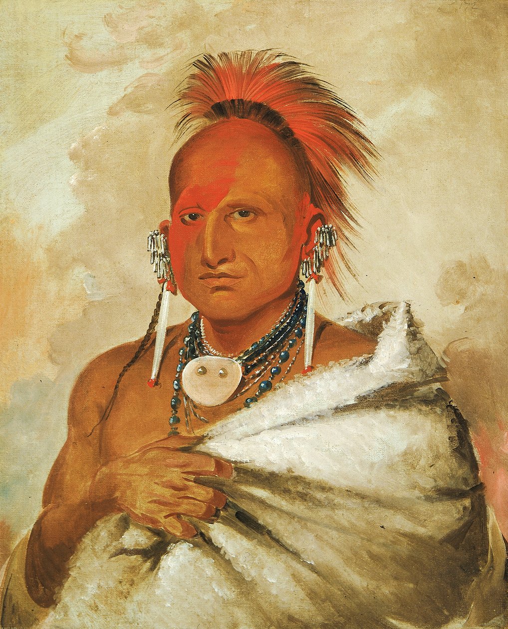 O-rón-gás-see, caçador de ursos, um guerreiro célebre, 1832. de George Catlin