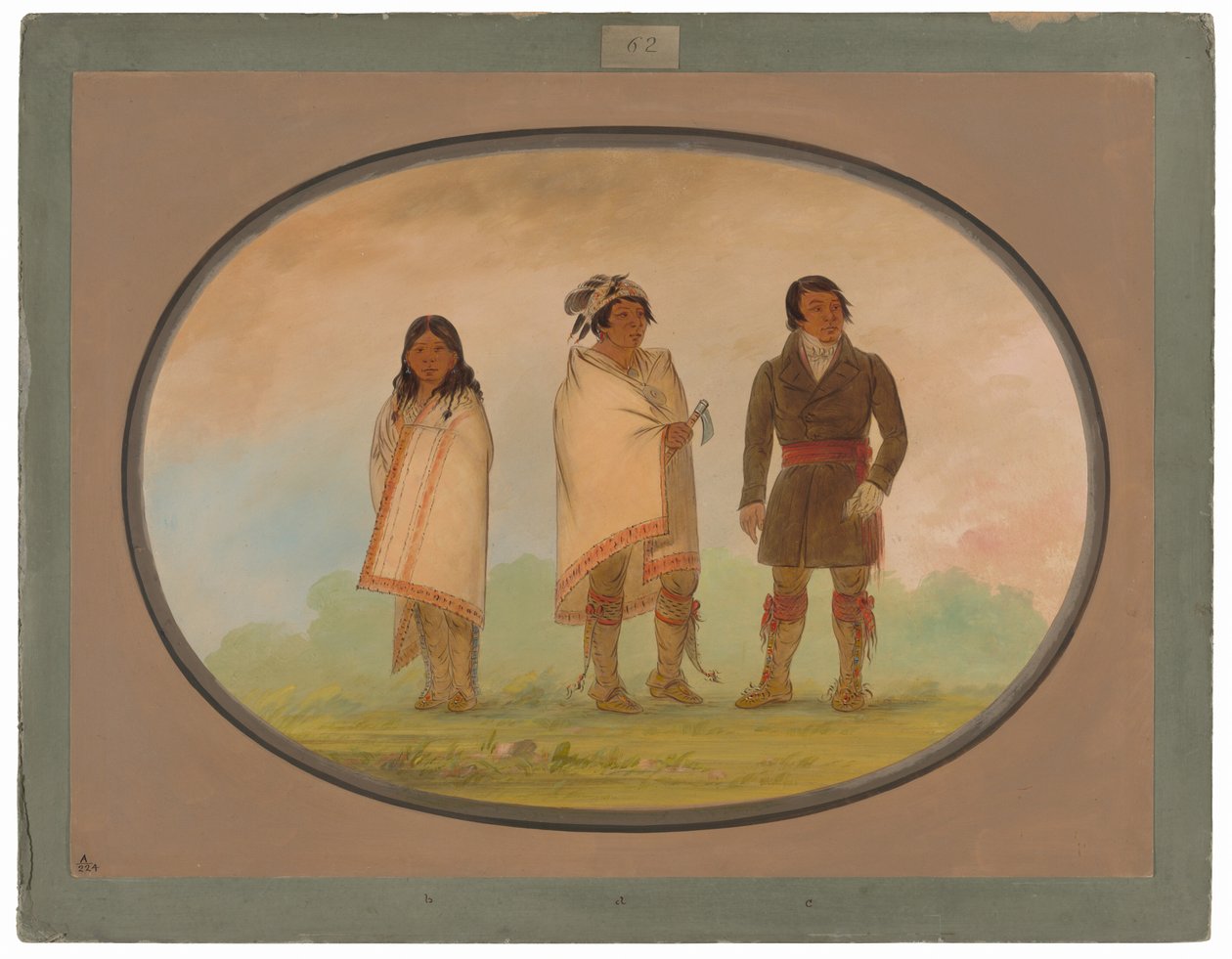 Chefe Oneida, sua irmã e um missionário de George Catlin