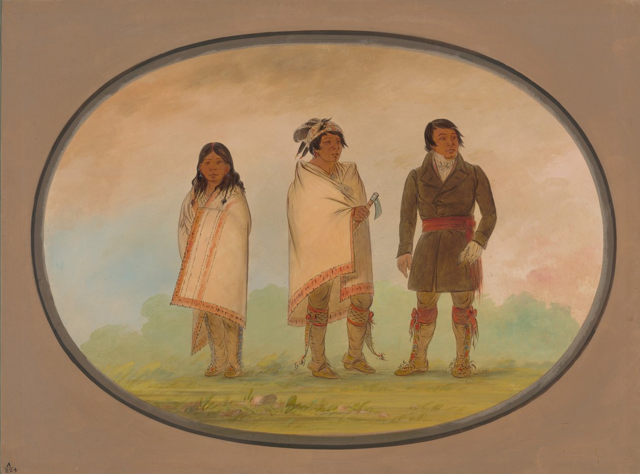 Chefe Oneida, sua irmã e um missionário, 18611869. de George Catlin