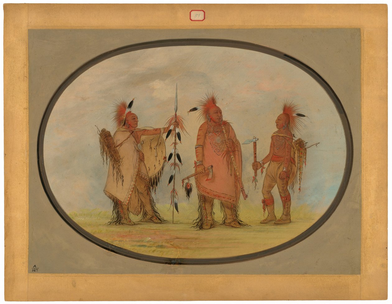 Chefe Osage com dois guerreiros de George Catlin