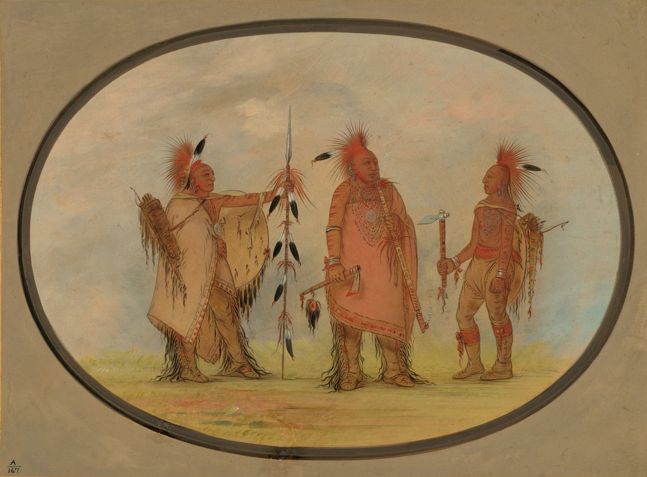 Chefe Osage com Dois Guerreiros, 18611869. de George Catlin
